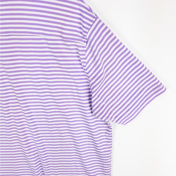 Hart Shaffner Marx Luxury Cotton Polo Men's Large 3-button Purple White Stripes - Picture 9 of 10